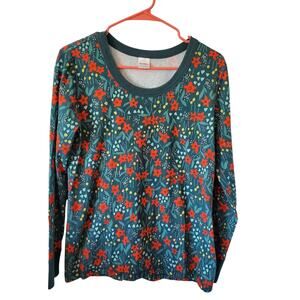 Hanna Andersson Womens Floral Print Long Sleeve Top Size large Green Organic